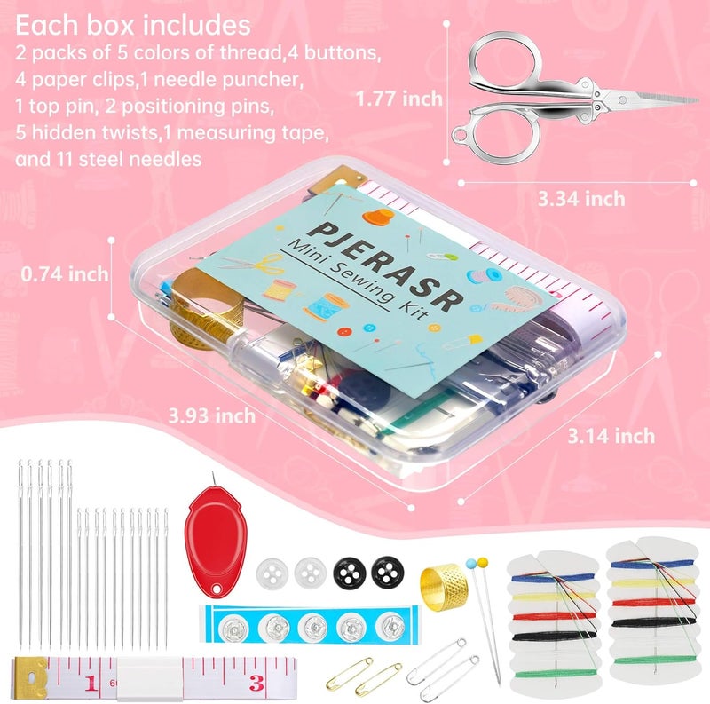 PJERASR Min Sewing Kit, Travel Sewing Kit with Multi-Color Threads, Scissors, Needles, Buttons, Portable Emergency Sewing Tool Set with Storage Case, Adults Sewing Repair Kit for Craft Supplies - Image 2